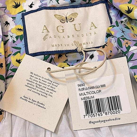 🆕 AGUA by Agua Bendita Flor La Lania Lila Multicolor Babydoll Dress Pastel - Picture 3 of 14